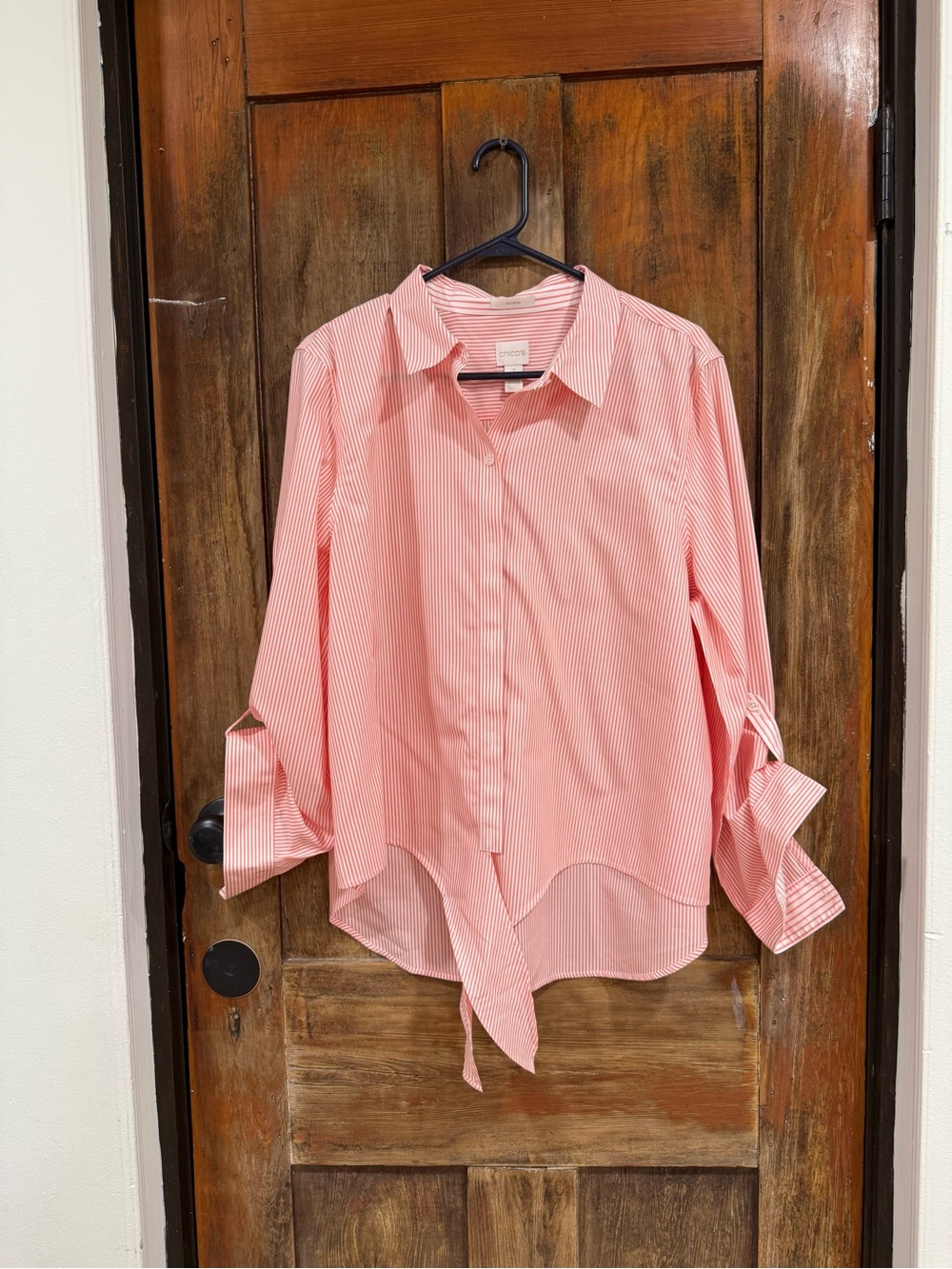 Chico's Pink Striped Button-Down Shirt